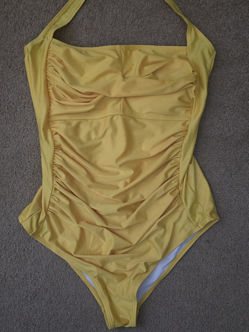 Yellow Ruched One-Piece Swimsuit